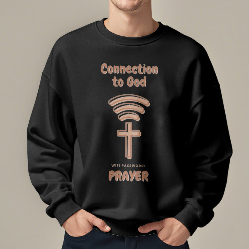 Christianartworkshop Modern Style Prayer Connection To God Fleece Lined Polyester Sweatshirt