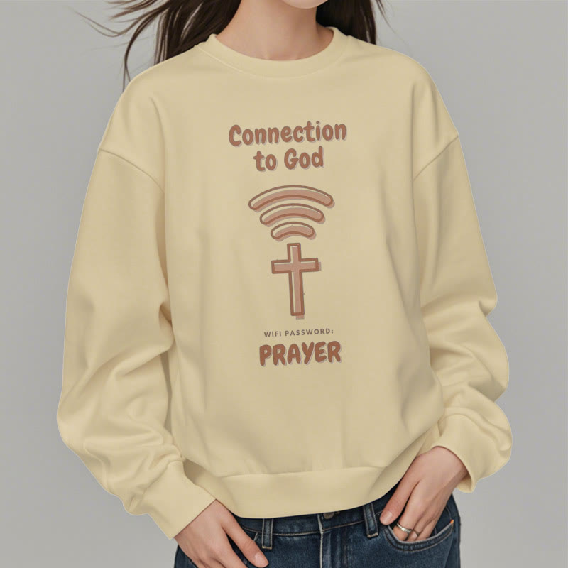 Christianartworkshop Modern Style Prayer Connection To God Fleece Lined Polyester Sweatshirt