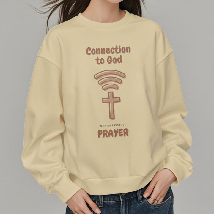 Christianartworkshop Modern Style Prayer Connection To God Fleece Lined Polyester Sweatshirt