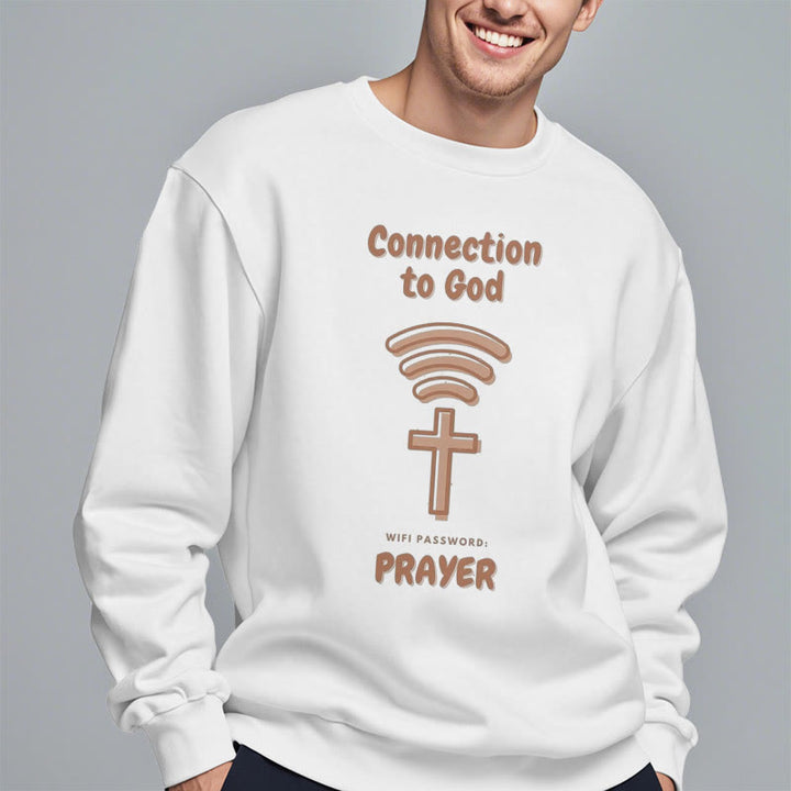 Christianartworkshop Modern Style Prayer Connection To God Fleece Lined Polyester Sweatshirt