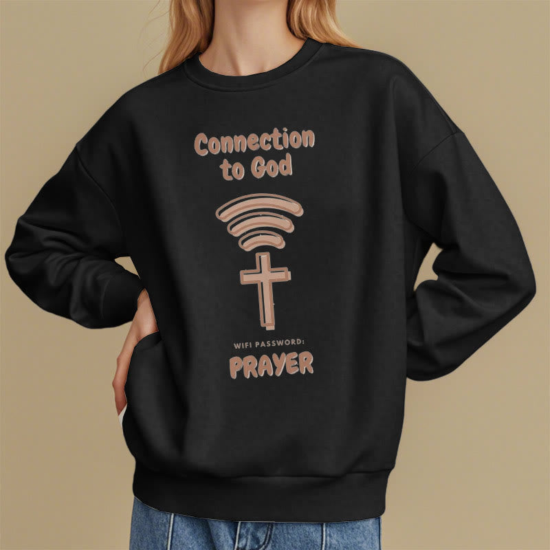 Christianartworkshop Modern Style Prayer Connection To God Fleece Lined Polyester Sweatshirt