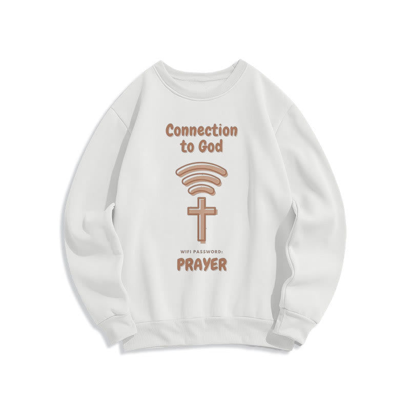 Christianartworkshop Modern Style Prayer Connection To God Fleece Lined Polyester Sweatshirt