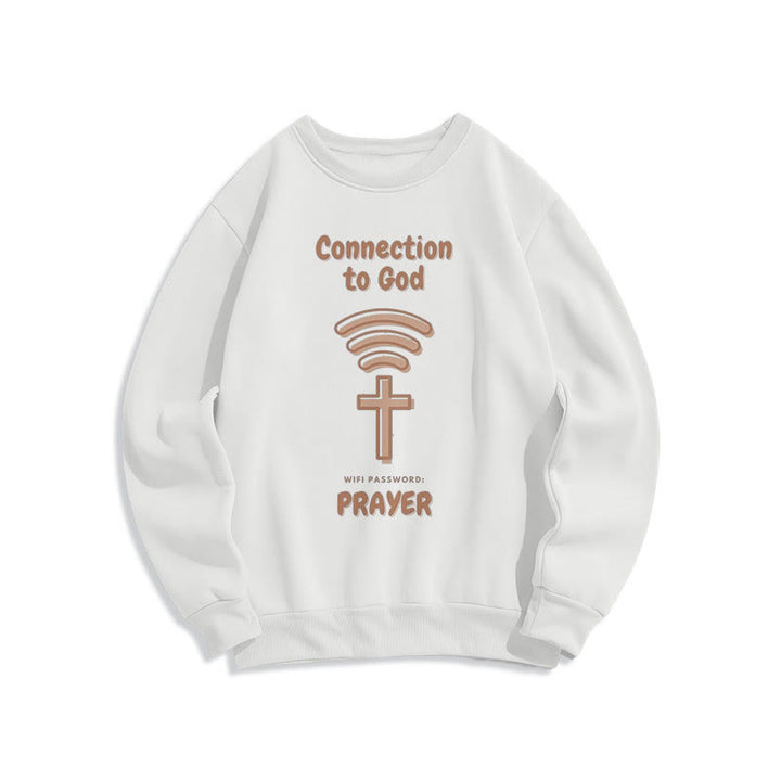 Christianartworkshop Modern Style Prayer Connection To God Fleece Lined Polyester Sweatshirt