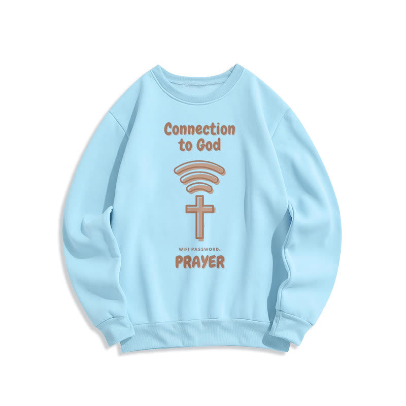 Christianartworkshop Modern Style Prayer Connection To God Fleece Lined Polyester Sweatshirt