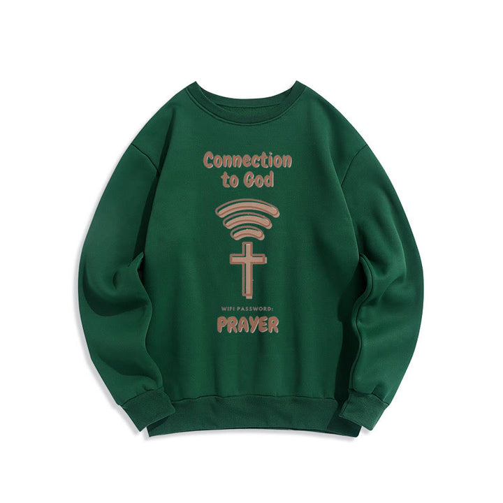 Christianartworkshop Modern Style Prayer Connection To God Fleece Lined Polyester Sweatshirt