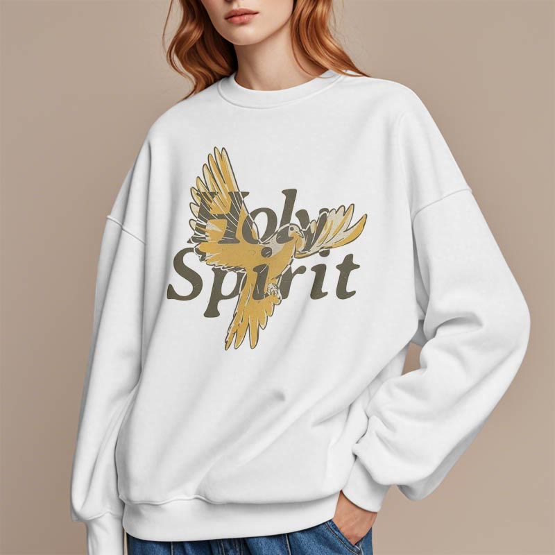 Christianartworkshop Classic Style Holy Spirit Flying Dove Fleece Lined Polyester Sweatshirt