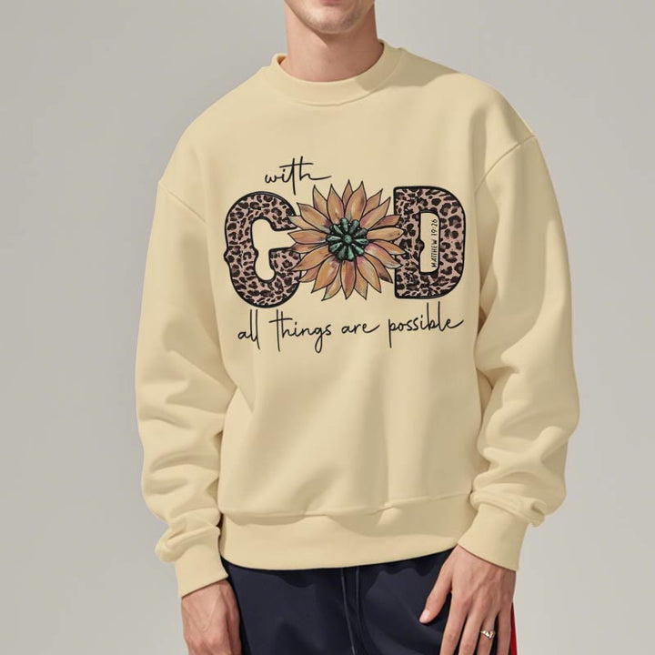 Christianartworkshop Quotation Style With God All Things Are Possible Fleece Lined Polyester Sweatshirt - image 18