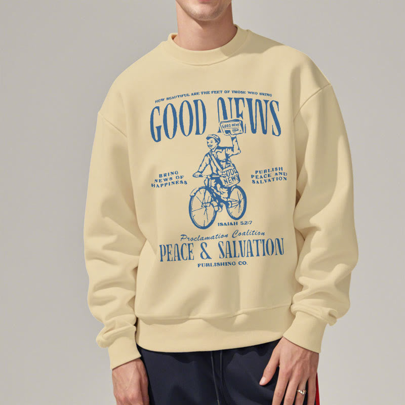 Christianartworkshop Quotation Style Good News Isaiah 52:7 Fleece Lined Polyester Sweatshirt