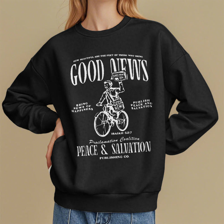 Christianartworkshop Quotation Style Good News Isaiah 52:7 Fleece Lined Polyester Sweatshirt