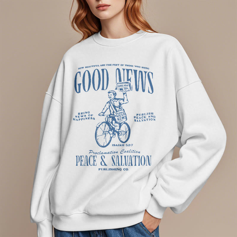 Christianartworkshop Quotation Style Good News Isaiah 52:7 Fleece Lined Polyester Sweatshirt