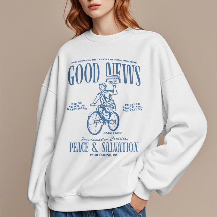 Christianartworkshop Quotation Style Good News Isaiah 52:7 Fleece Lined Polyester Sweatshirt