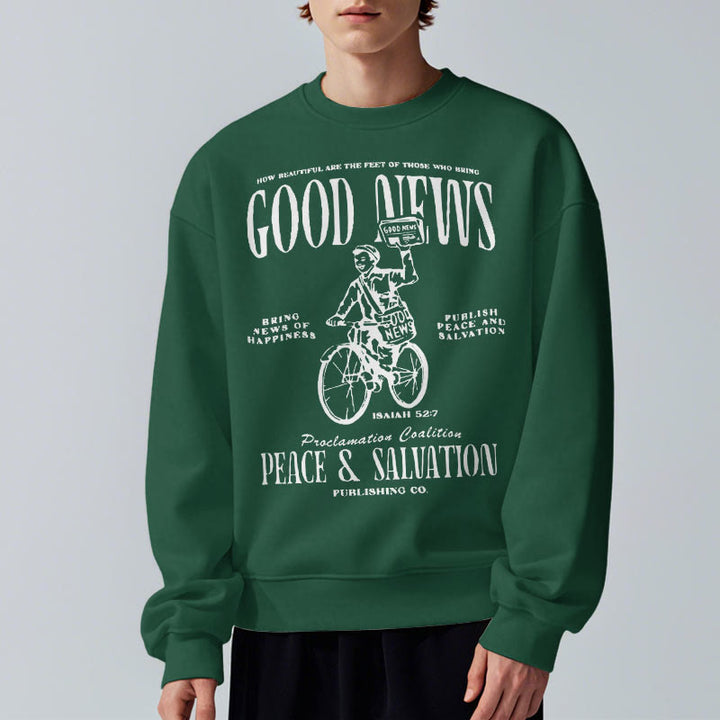 Christianartworkshop Quotation Style Good News Isaiah 52:7 Fleece Lined Polyester Sweatshirt