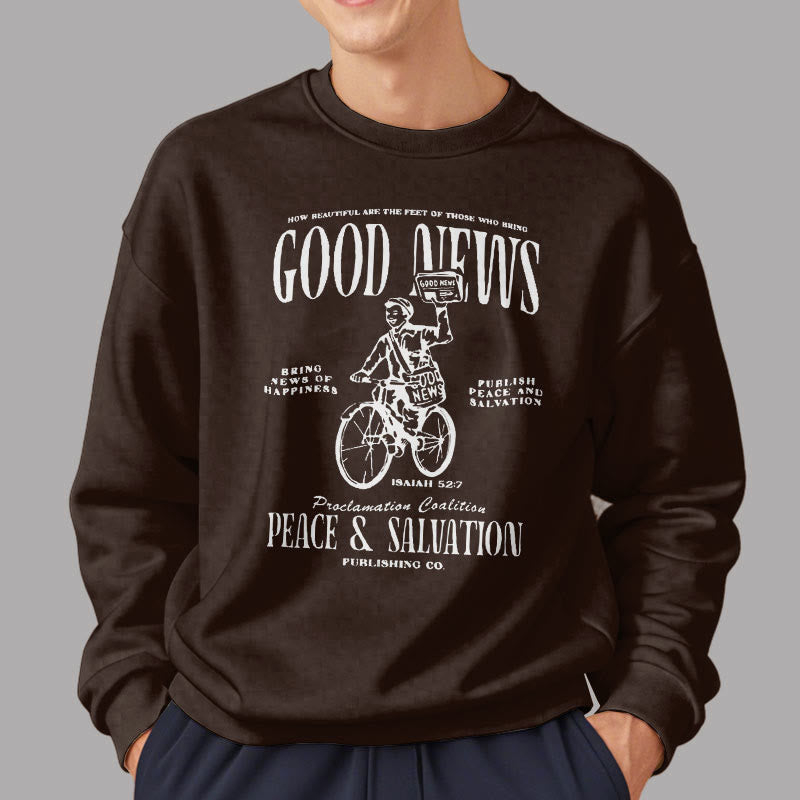 Christianartworkshop Quotation Style Good News Isaiah 52:7 Fleece Lined Polyester Sweatshirt