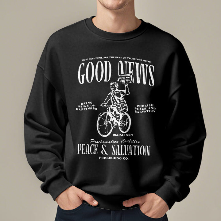 Christianartworkshop Quotation Style Good News Isaiah 52:7 Fleece Lined Polyester Sweatshirt