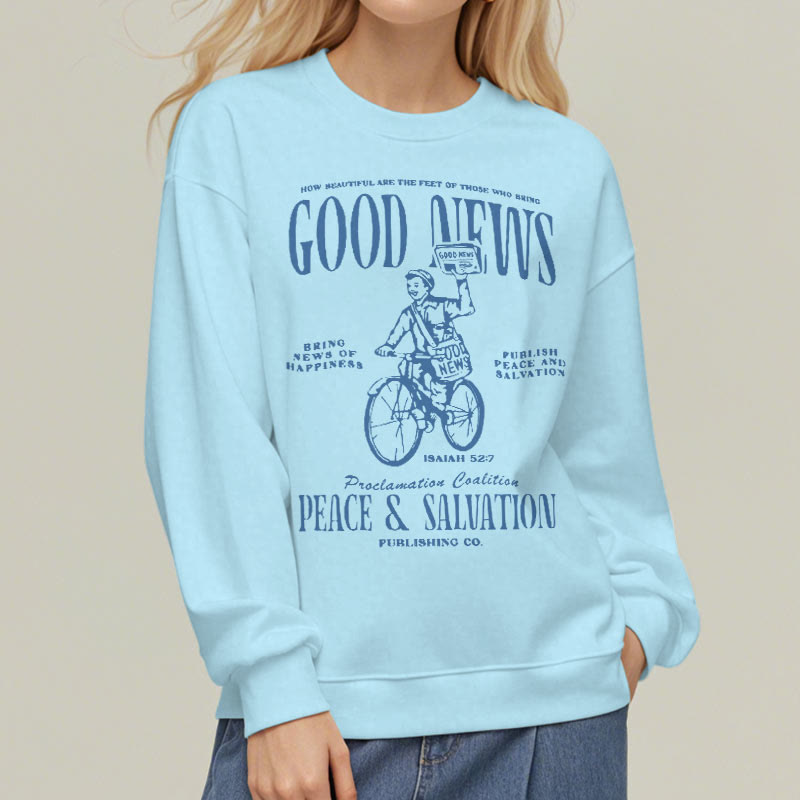 Christianartworkshop Quotation Style Good News Isaiah 52:7 Fleece Lined Polyester Sweatshirt