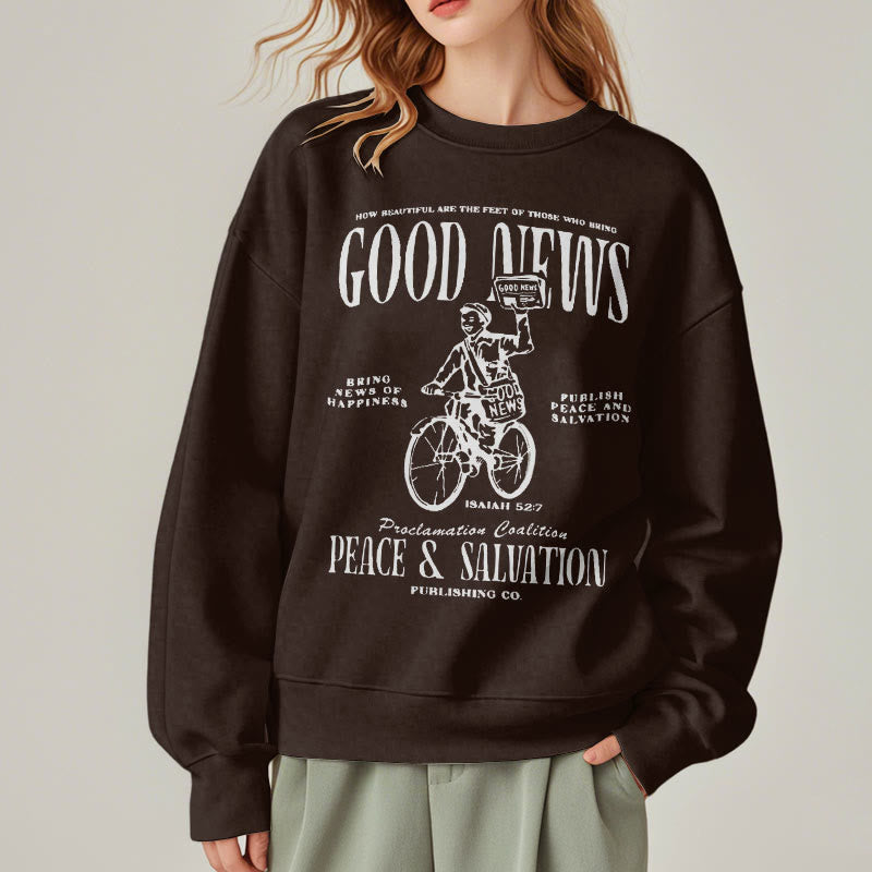 Christianartworkshop Quotation Style Good News Isaiah 52:7 Fleece Lined Polyester Sweatshirt