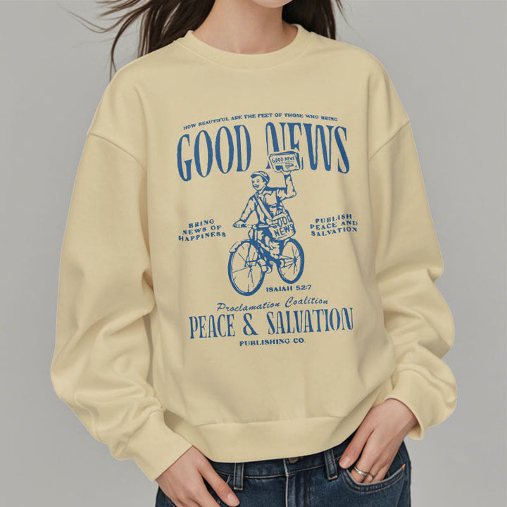 Christianartworkshop Quotation Style Good News Isaiah 52:7 Fleece Lined Polyester Sweatshirt