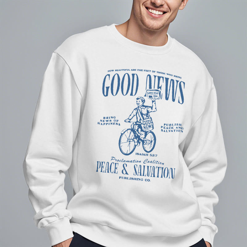 Christianartworkshop Quotation Style Good News Isaiah 52:7 Fleece Lined Polyester Sweatshirt