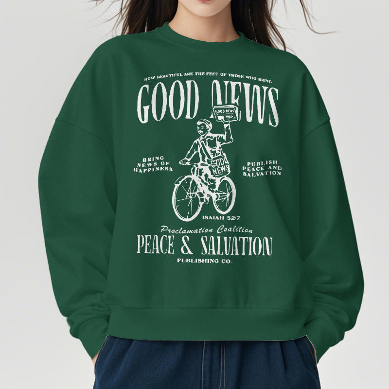 Christianartworkshop Quotation Style Good News Isaiah 52:7 Fleece Lined Polyester Sweatshirt