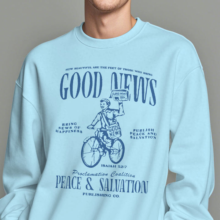 Christianartworkshop Quotation Style Good News Isaiah 52:7 Fleece Lined Polyester Sweatshirt