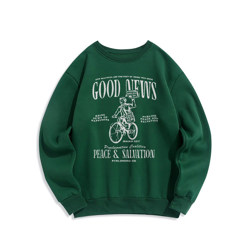 Christianartworkshop Quotation Style Good News Isaiah 52:7 Fleece Lined Polyester Sweatshirt