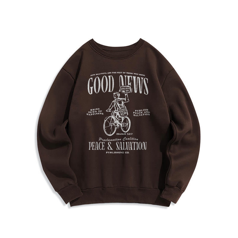 Christianartworkshop Quotation Style Good News Isaiah 52:7 Fleece Lined Polyester Sweatshirt