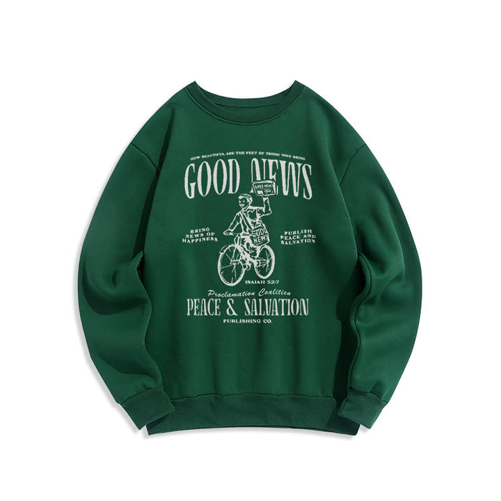 Christianartworkshop Quotation Style Good News Isaiah 52:7 Fleece Lined Polyester Sweatshirt - Green - 2XL - image 20