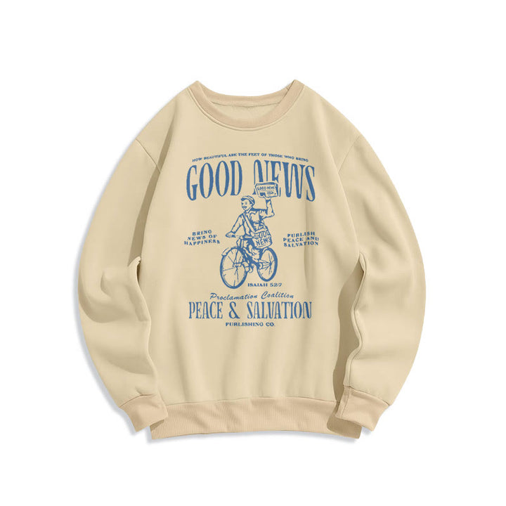 Christianartworkshop Quotation Style Good News Isaiah 52:7 Fleece Lined Polyester Sweatshirt - Beige - 2XL - image 0