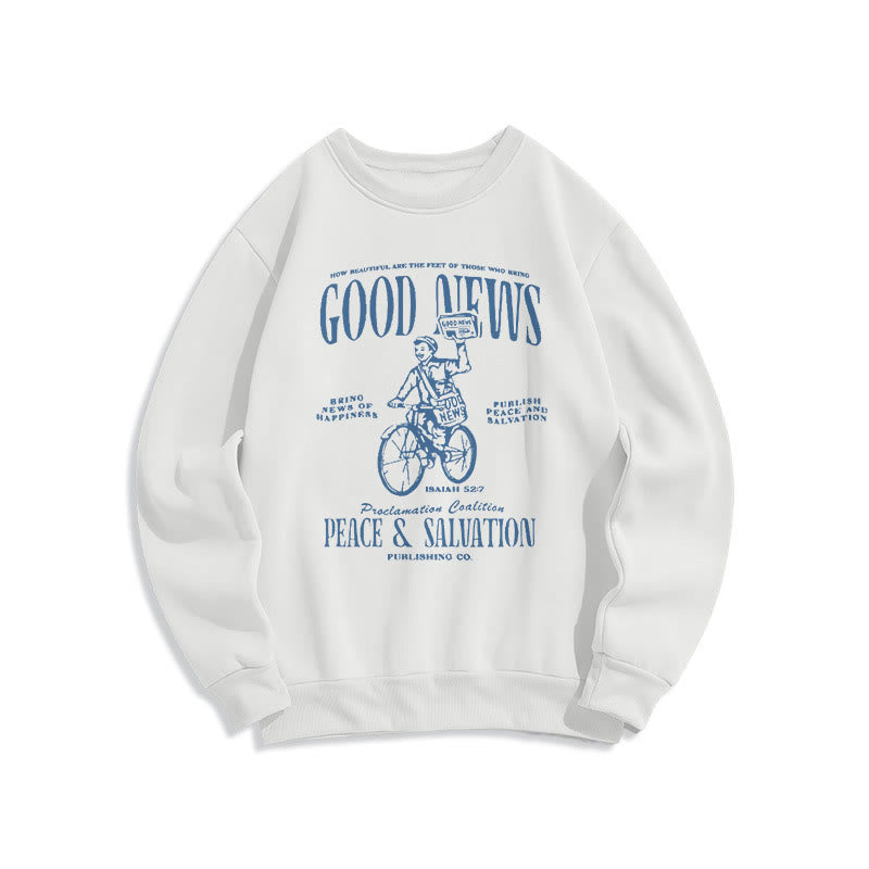 Christianartworkshop Quotation Style Good News Isaiah 52:7 Fleece Lined Polyester Sweatshirt - White - 2XL - image 10