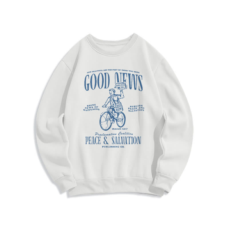 Christianartworkshop Quotation Style Good News Isaiah 52:7 Fleece Lined Polyester Sweatshirt