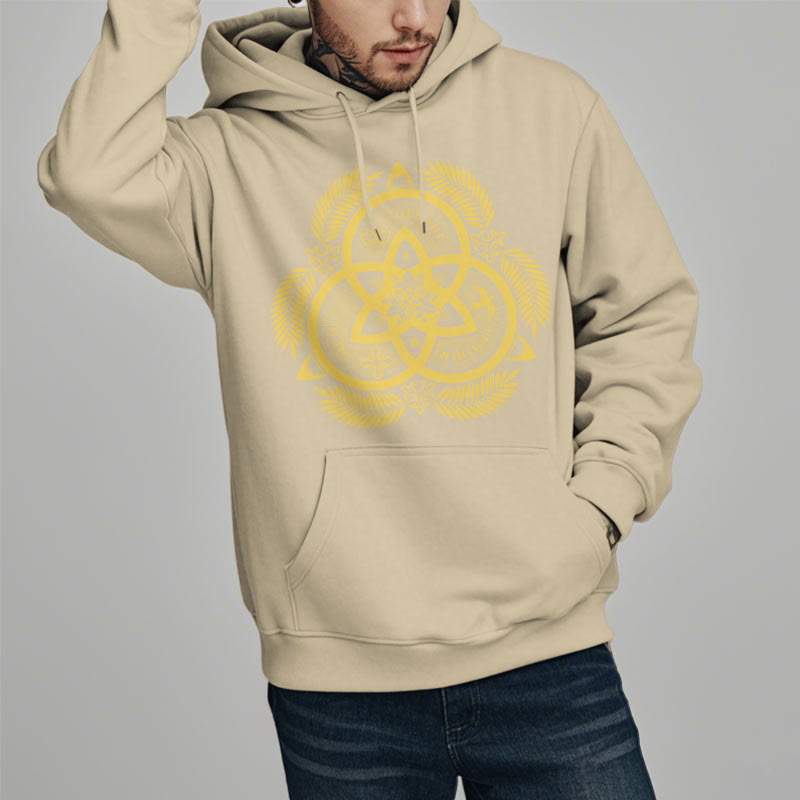 Christianartworkshop Classic Style Divine Unity Gold Sacred Emblem Fleece Lined Polyester Hoodie