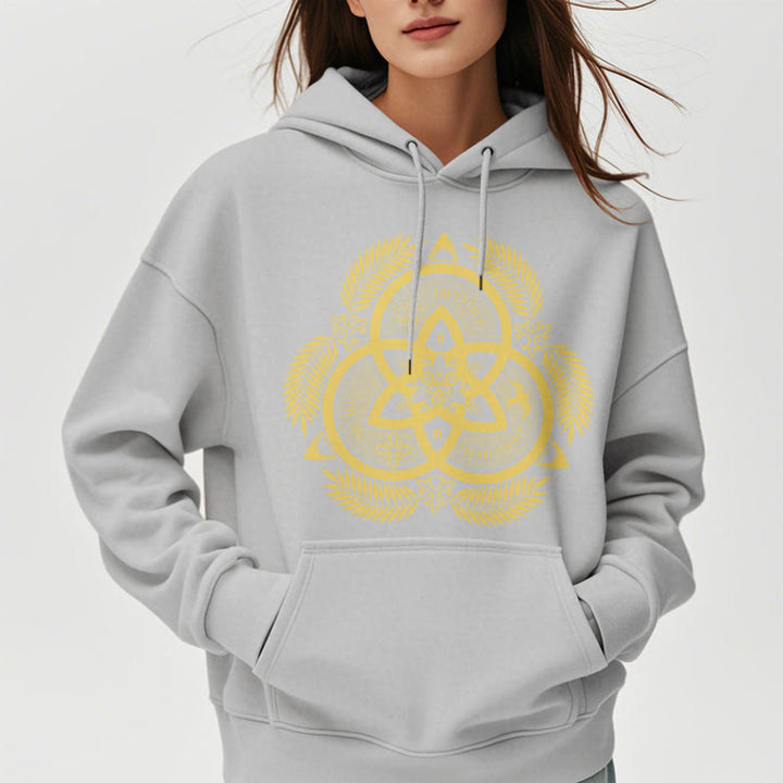 Christianartworkshop Classic Style Divine Unity Gold Sacred Emblem Fleece Lined Polyester Hoodie