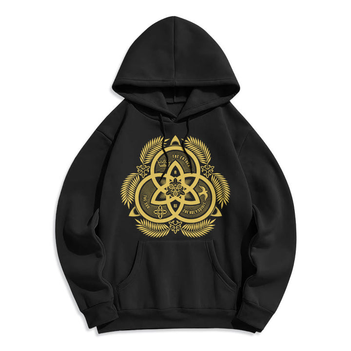 Christianartworkshop Classic Style Divine Unity Gold Sacred Emblem Fleece Lined Polyester Hoodie