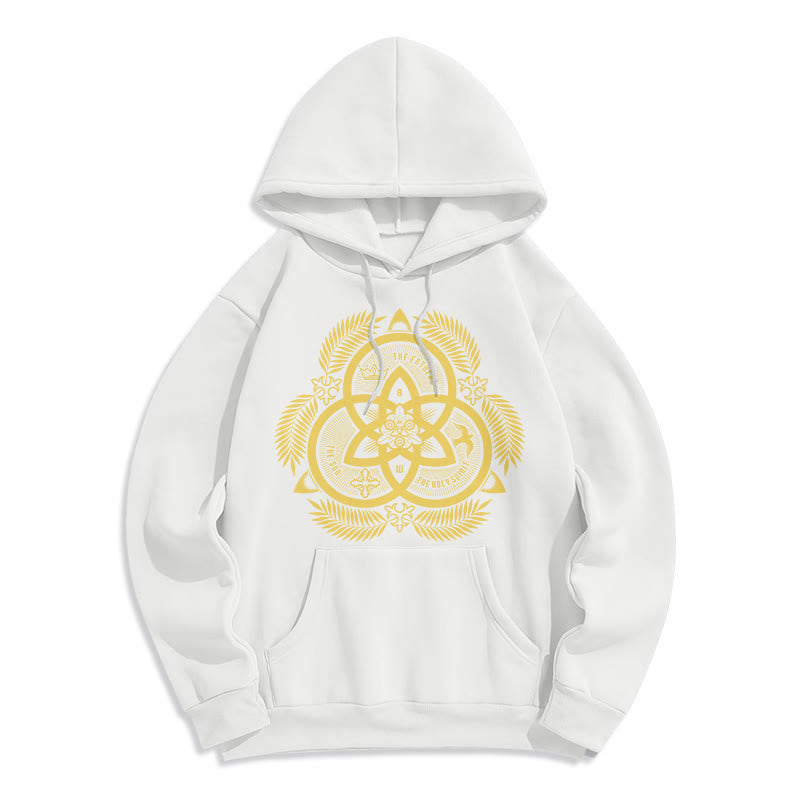 Christianartworkshop Classic Style Divine Unity Gold Sacred Emblem Fleece Lined Polyester Hoodie