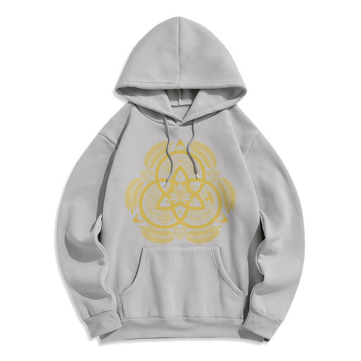 Christianartworkshop Classic Style Divine Unity Gold Sacred Emblem Fleece Lined Polyester Hoodie