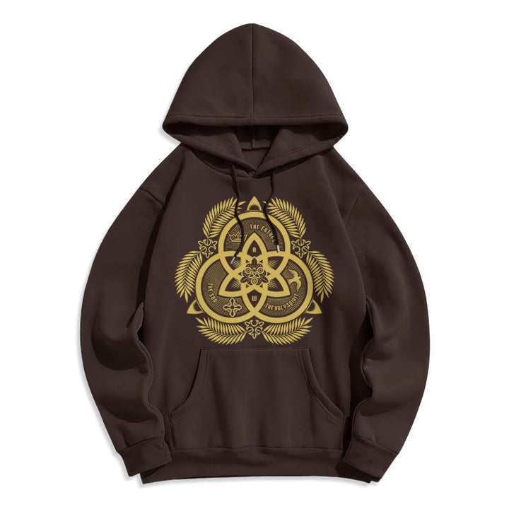 Christianartworkshop Classic Style Divine Unity Gold Sacred Emblem Fleece Lined Polyester Hoodie