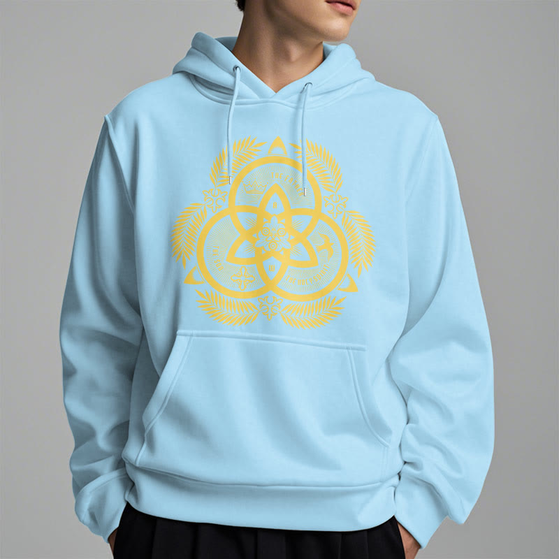 Christianartworkshop Classic Style Divine Unity Gold Sacred Emblem Fleece Lined Polyester Hoodie