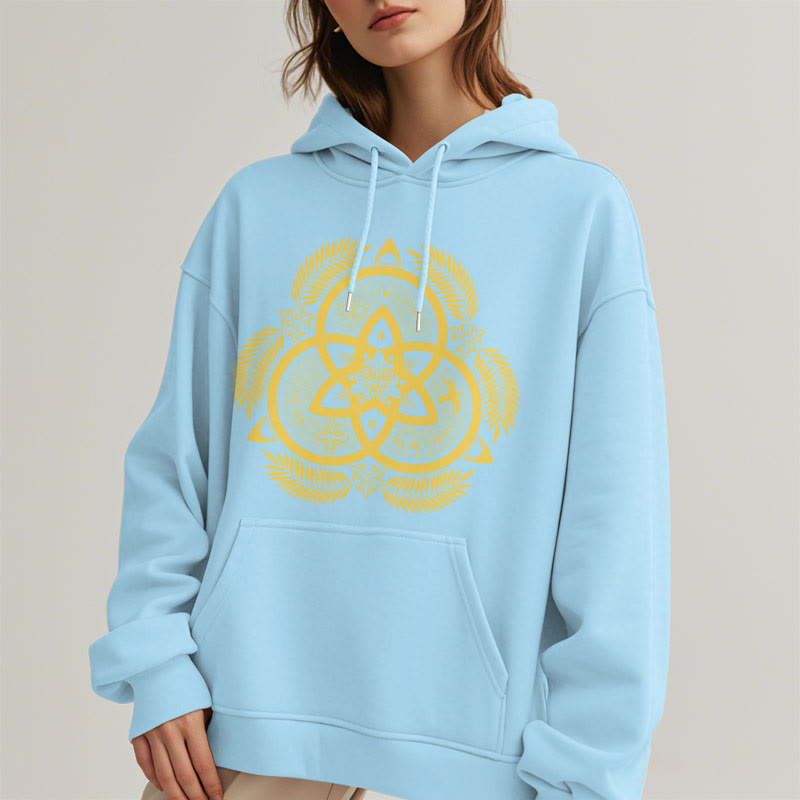 Christianartworkshop Classic Style Divine Unity Gold Sacred Emblem Fleece Lined Polyester Hoodie