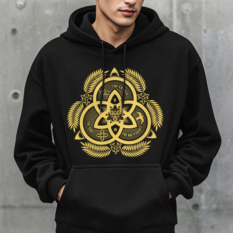 Christianartworkshop Classic Style Divine Unity Gold Sacred Emblem Fleece Lined Polyester Hoodie - image 8