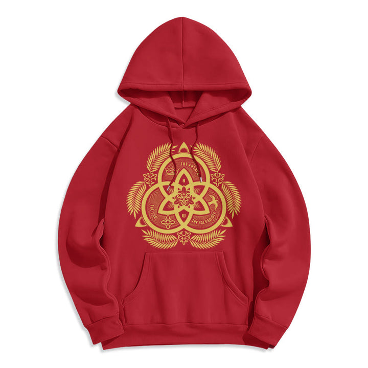 Christianartworkshop Classic Style Divine Unity Gold Sacred Emblem Fleece Lined Polyester Hoodie