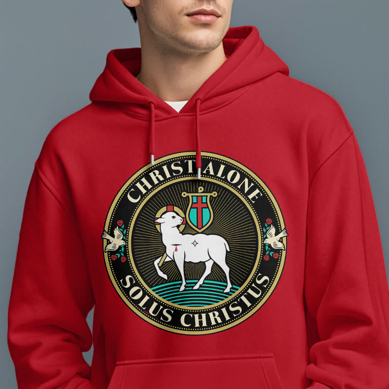 Christianartworkshop Modern Style Christ Alone Lamb of God Fleece Lined Polyester Hoodie