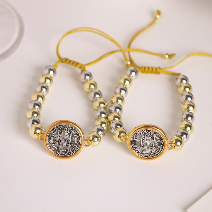 Discount Today: St. Benedict Medallion Two-Tone Blessed Faith Bracelet