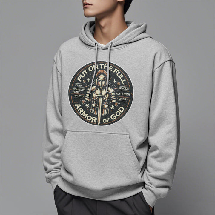 Christianartworkshop Modern Style Put On The Full Armor of God Fleece Lined Polyester Hoodie