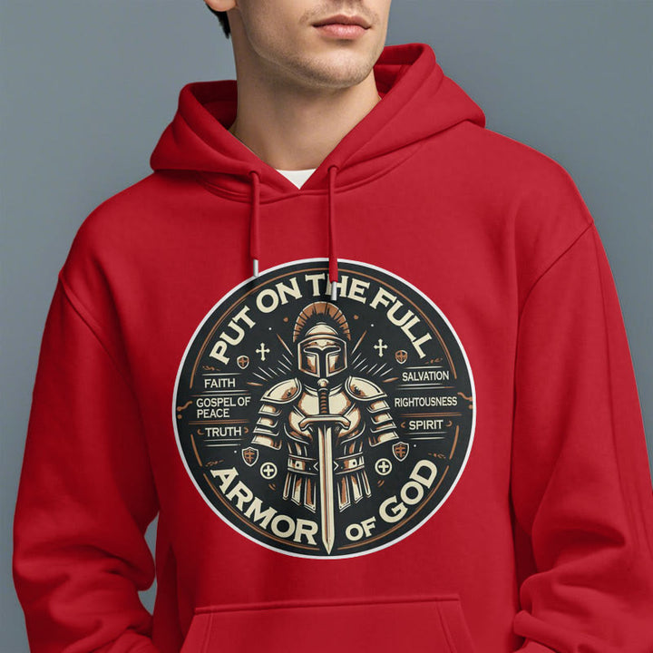 Christianartworkshop Modern Style Put On The Full Armor of God Fleece Lined Polyester Hoodie