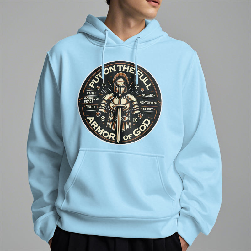 Christianartworkshop Modern Style Put On The Full Armor of God Fleece Lined Polyester Hoodie