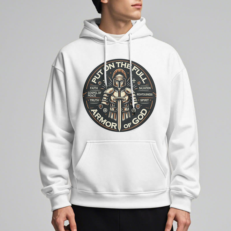 Christianartworkshop Modern Style Put On The Full Armor of God Fleece Lined Polyester Hoodie