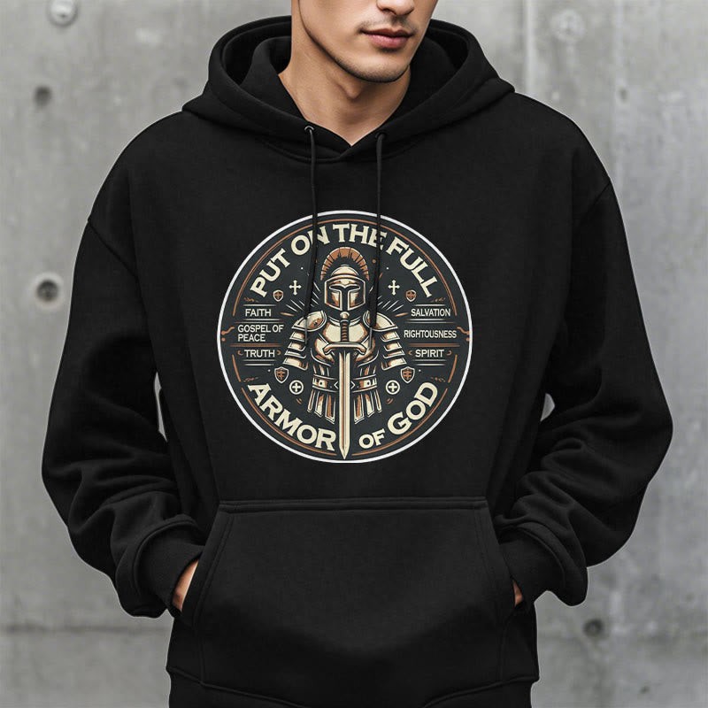 Christianartworkshop Modern Style Put On The Full Armor of God Fleece Lined Polyester Hoodie