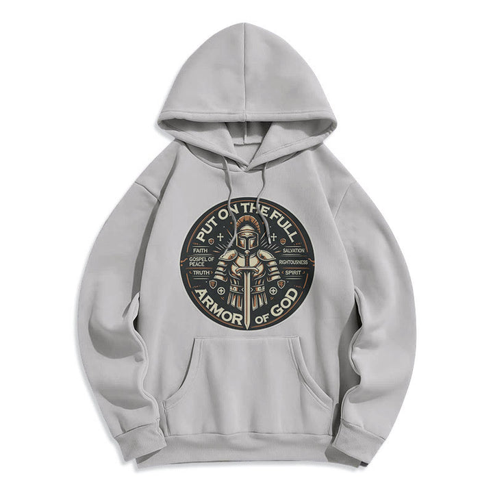 Christianartworkshop Modern Style Put On The Full Armor of God Fleece Lined Polyester Hoodie