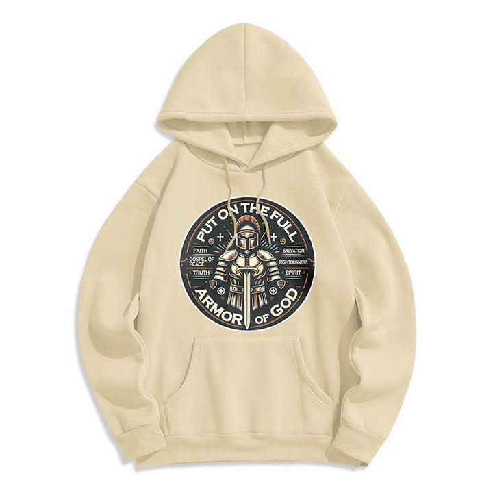 Christianartworkshop Modern Style Put On The Full Armor of God Fleece Lined Polyester Hoodie - Beige - 2XL - image 15