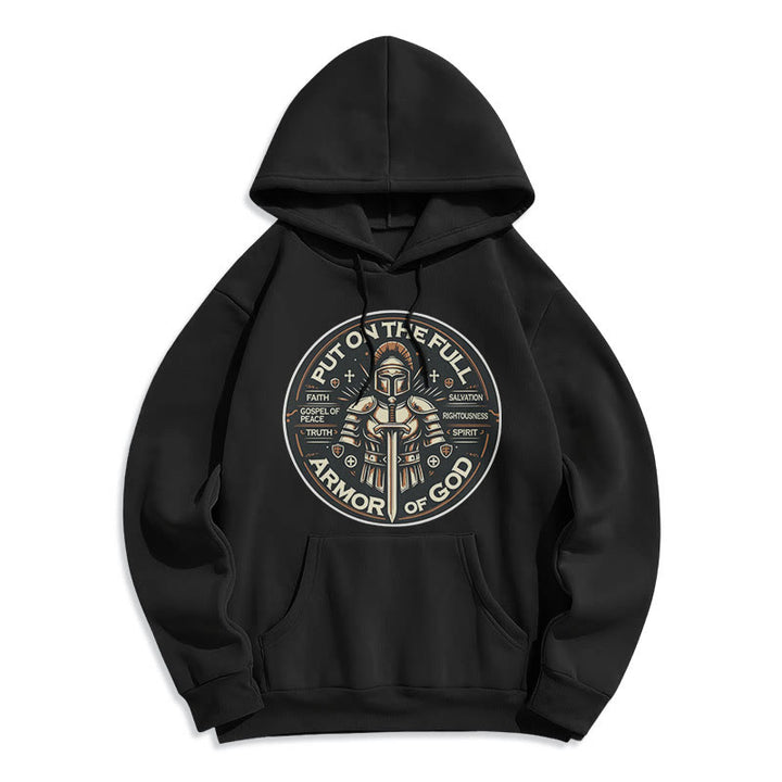 Christianartworkshop Modern Style Put On The Full Armor of God Fleece Lined Polyester Hoodie